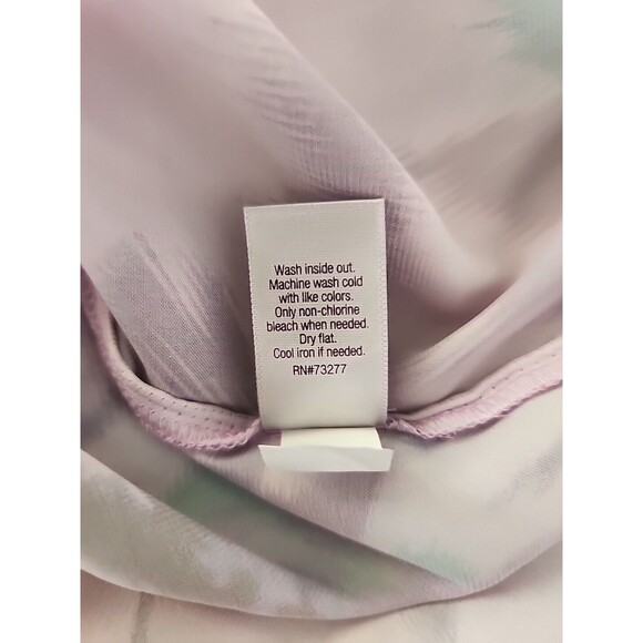 Jennifer Lopez JLO Blouse Large Purple Floral Boho Keyhole Neck Ties - Picture 15 of 15